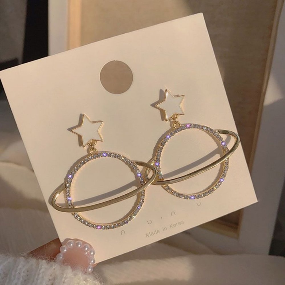 Rhinestone Planet Earrings